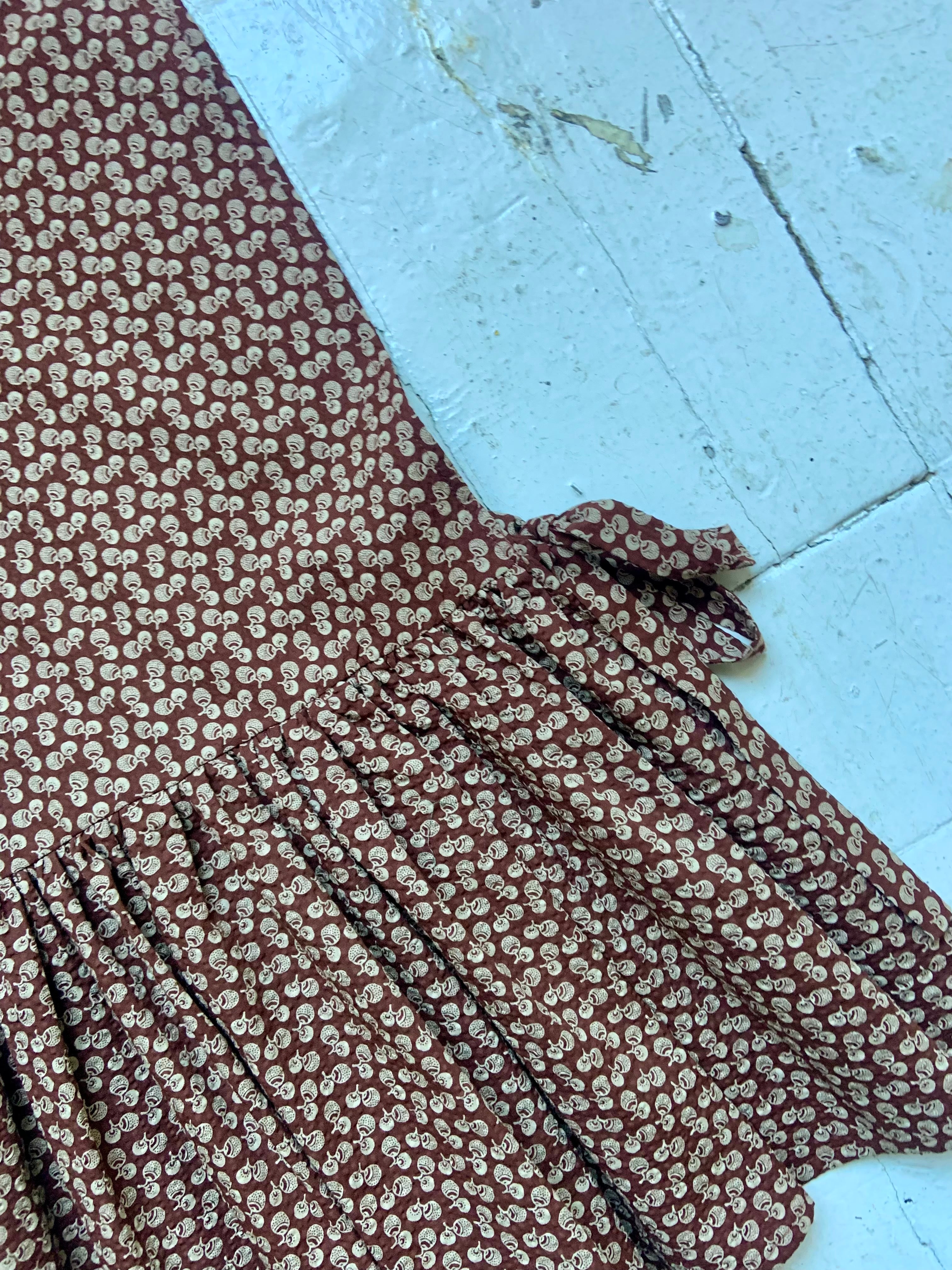 Brown Pinafoa Vest in Japanese Seersucker Sample (XS-M)