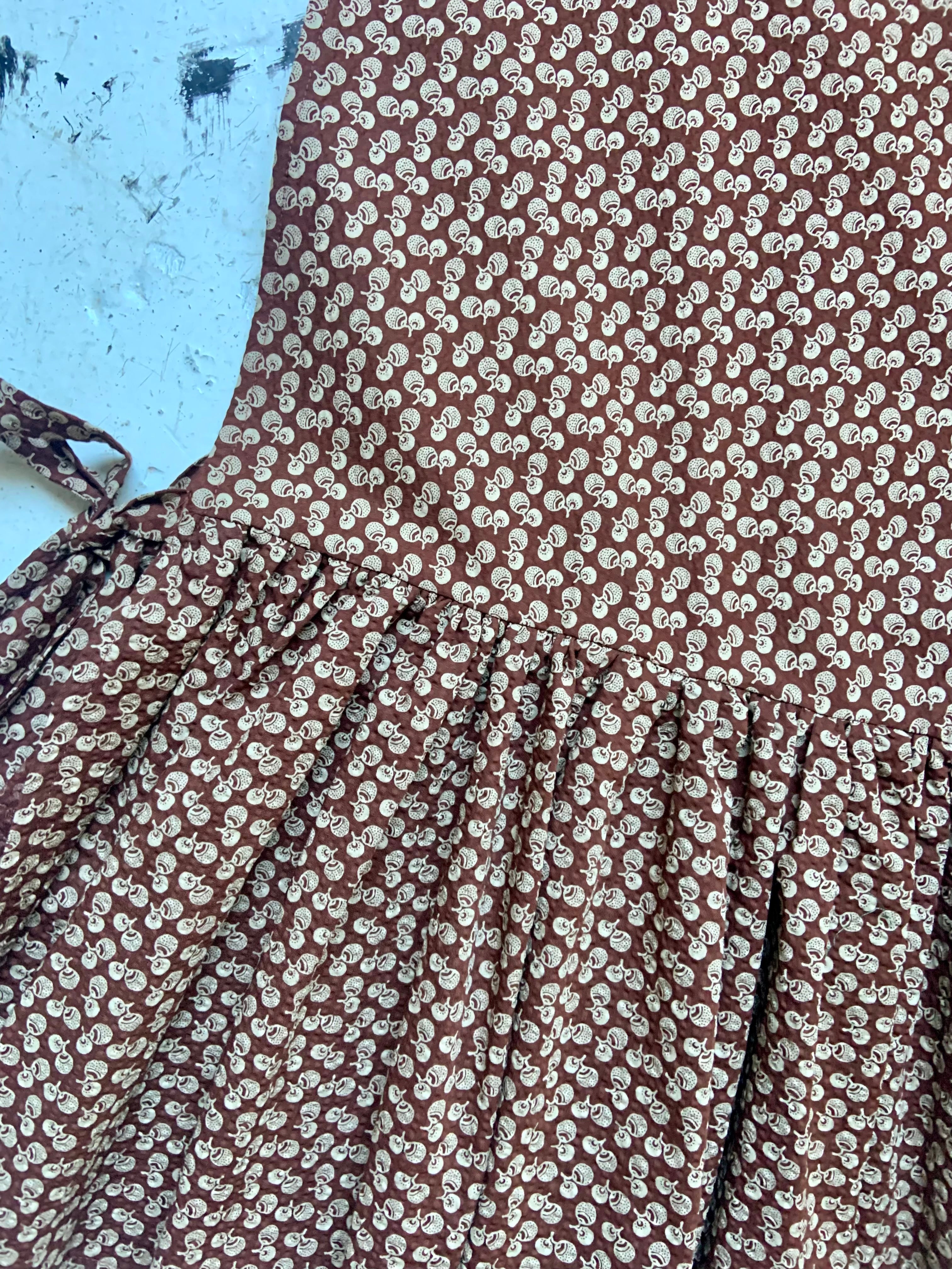 Brown Pinafoa Vest in Japanese Seersucker Sample (XS-M)