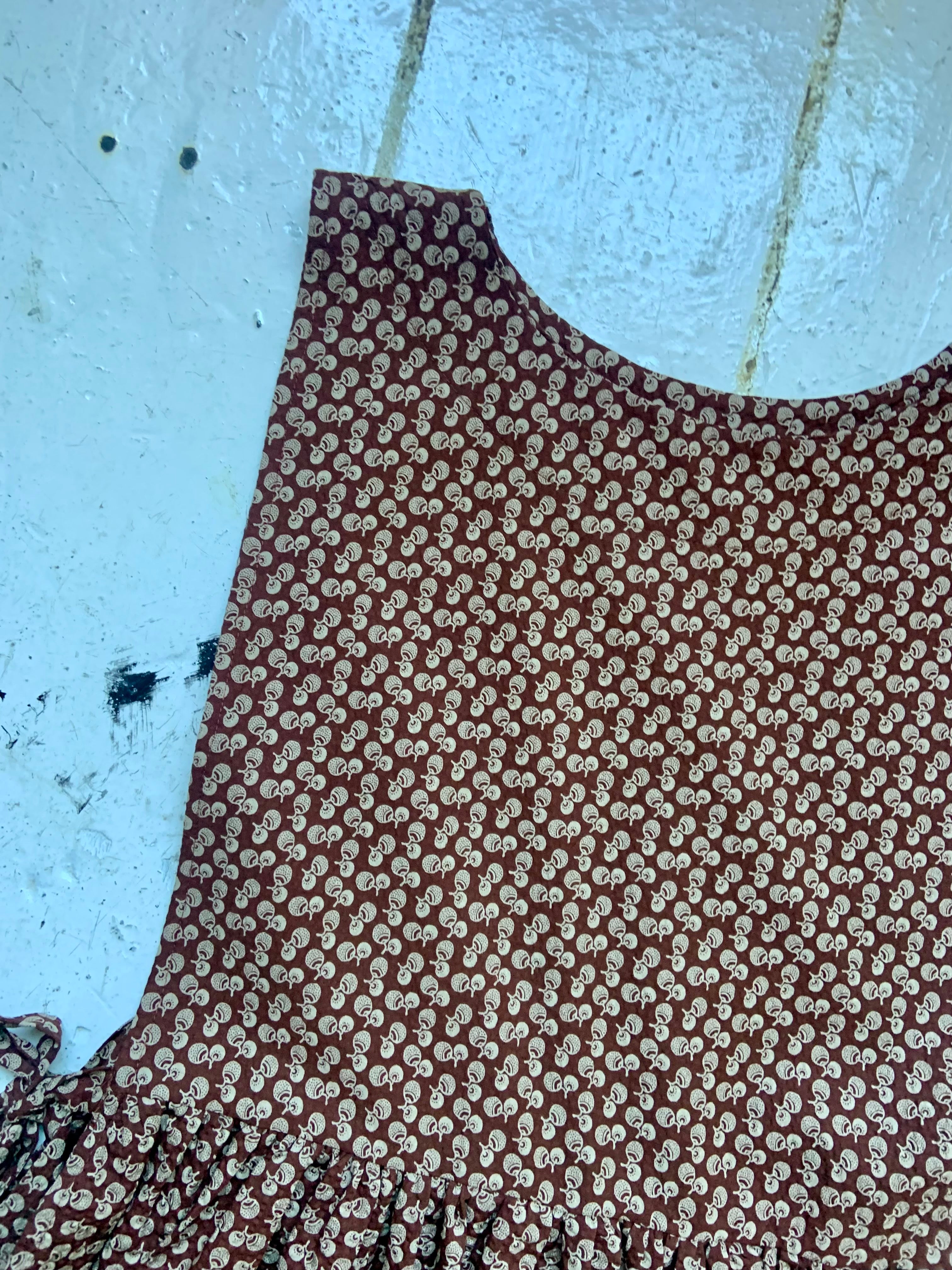 Brown Pinafoa Vest in Japanese Seersucker Sample (XS-M)