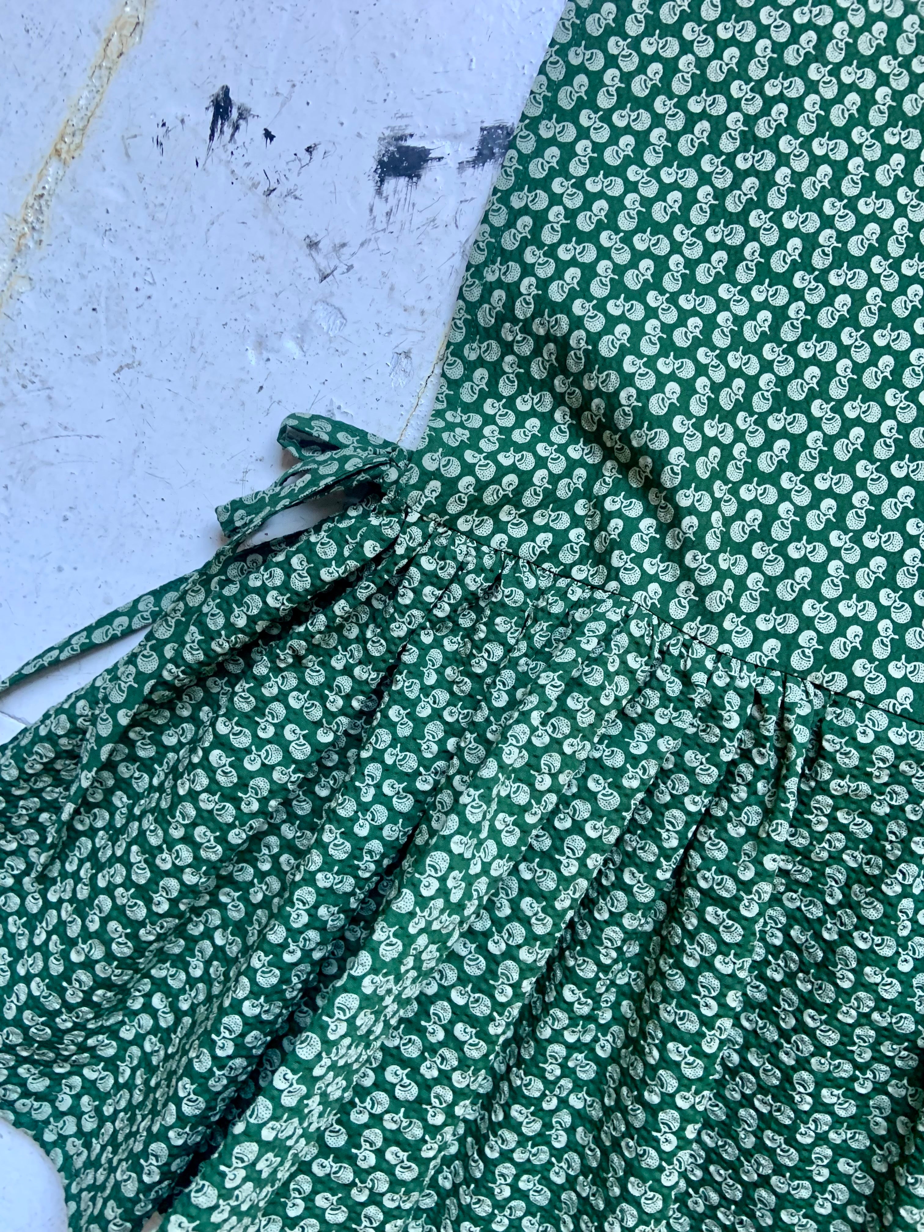 Green Pinafoa Vest in Japanese Seersucker Sample (XS-M)