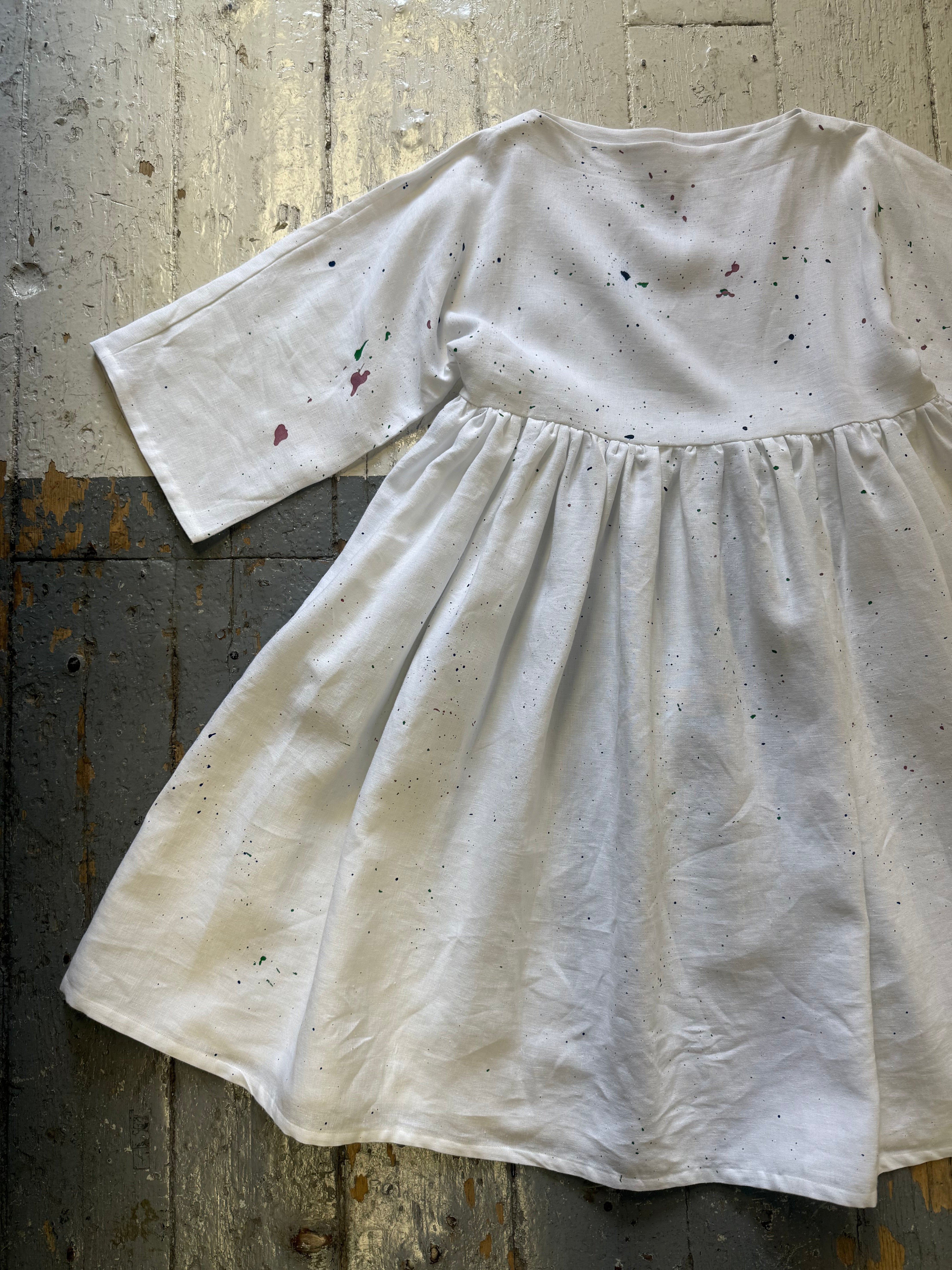 Painted Linen Kozo Dress Sample (XS-M)
