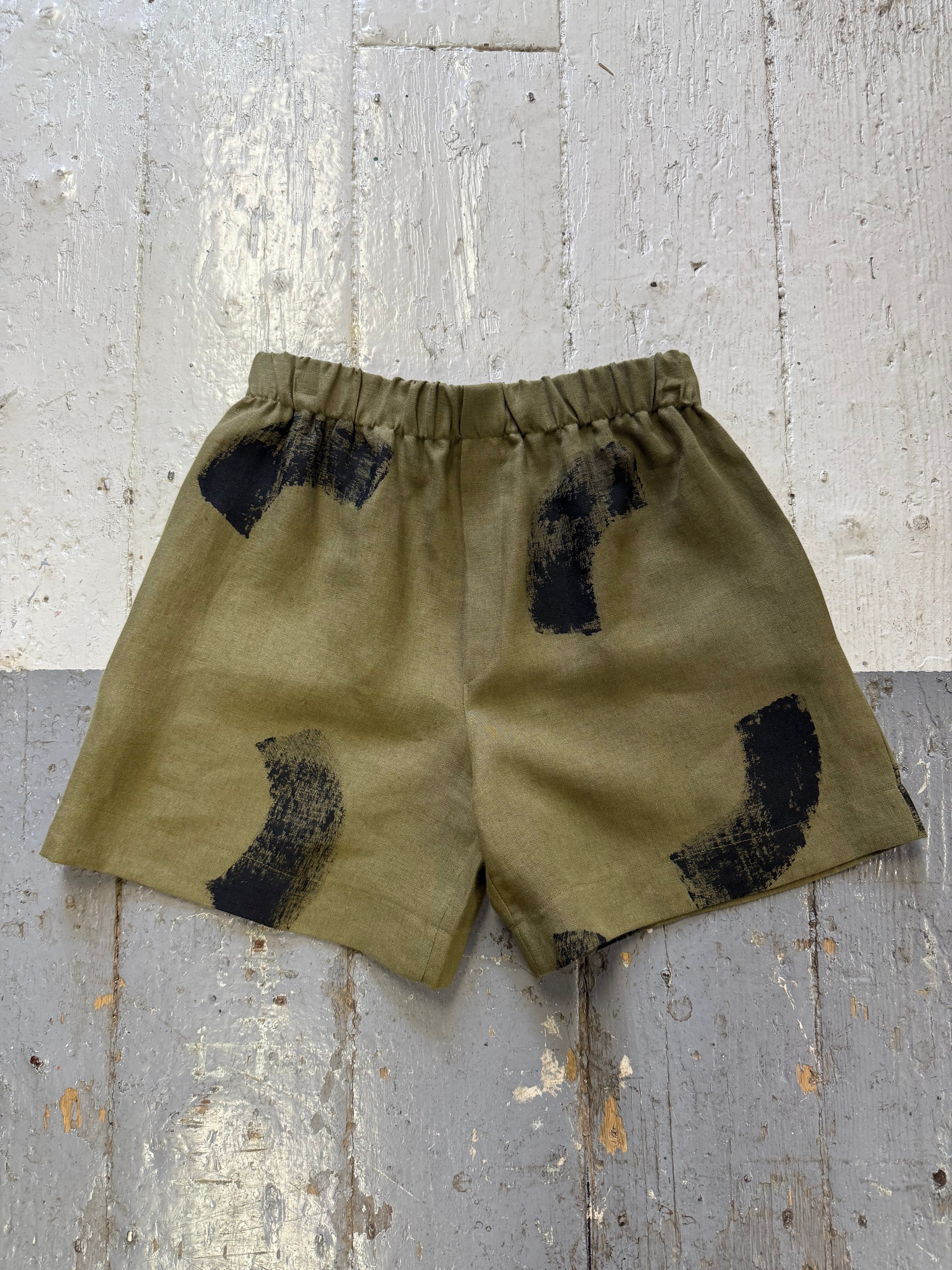 Khaki Linen Hiro Shorts Sample (S-M)