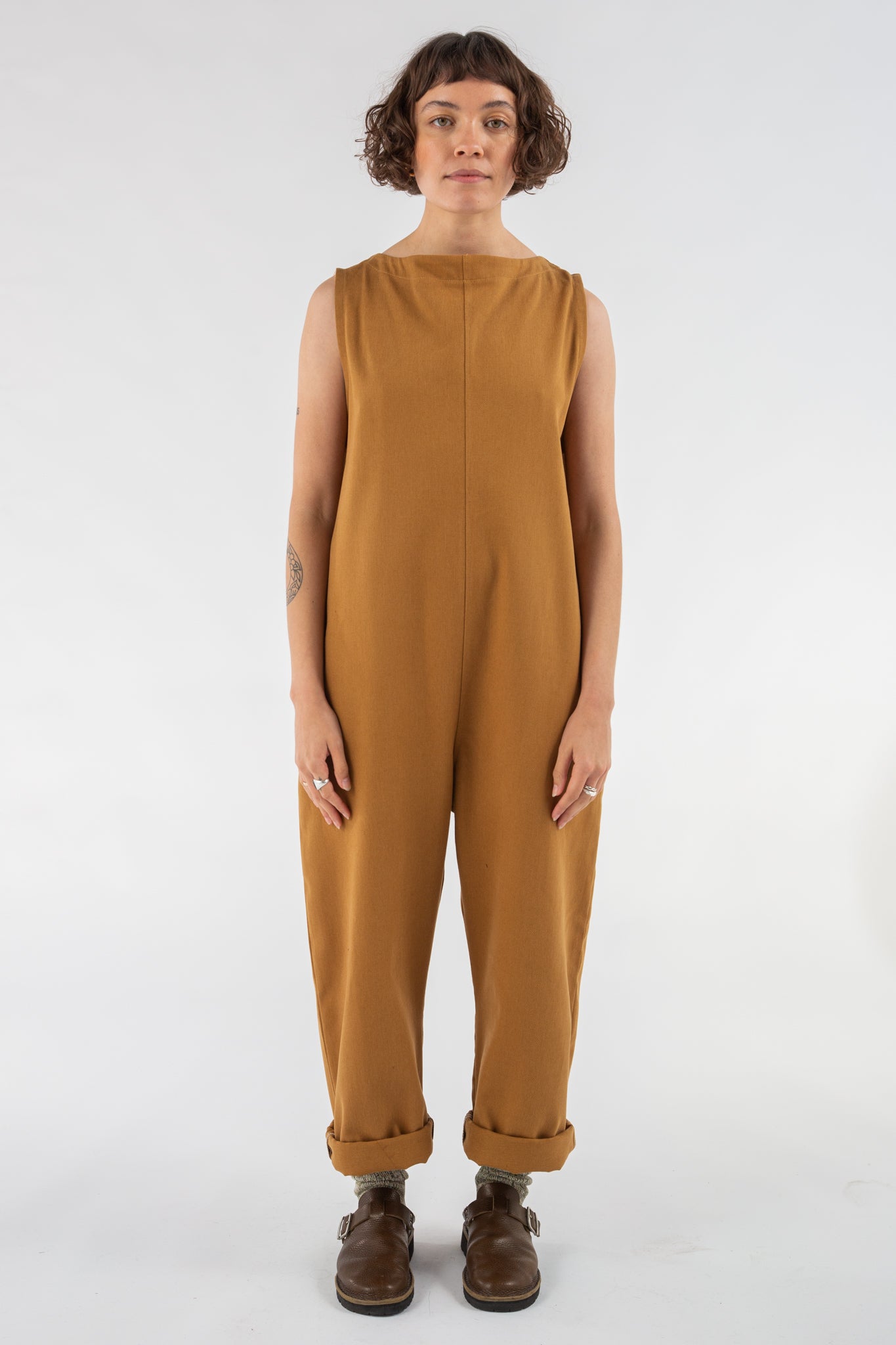 Yūtiriti Jumpsuit in Tan Twill