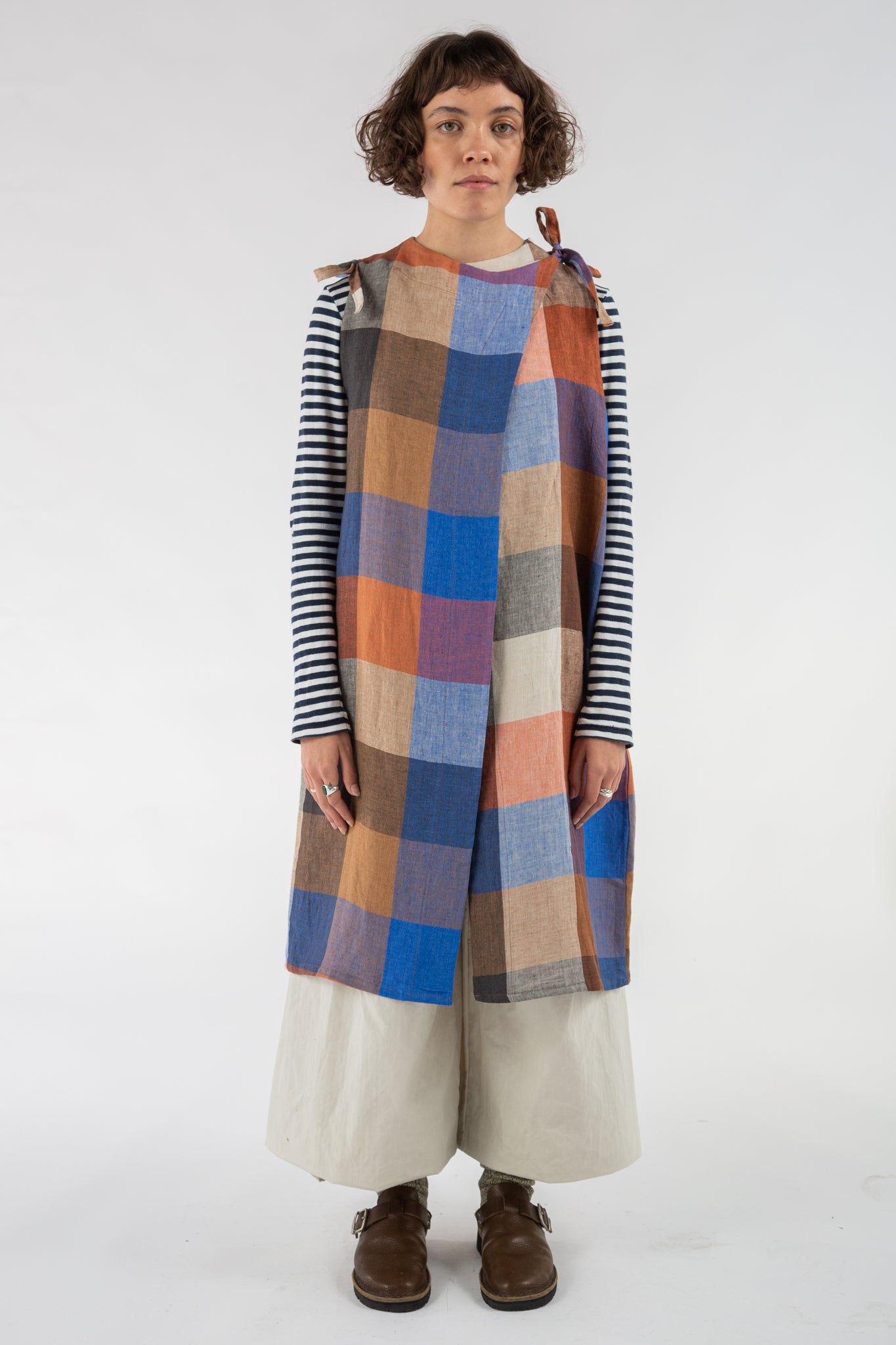 Ni Tunic in Blue Rust Check Linen