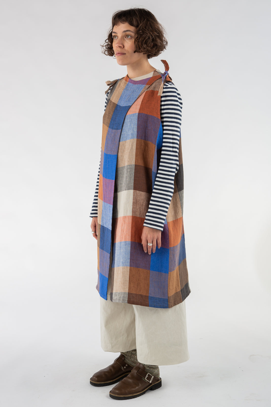 Ni Tunic in Blue Rust Check Linen