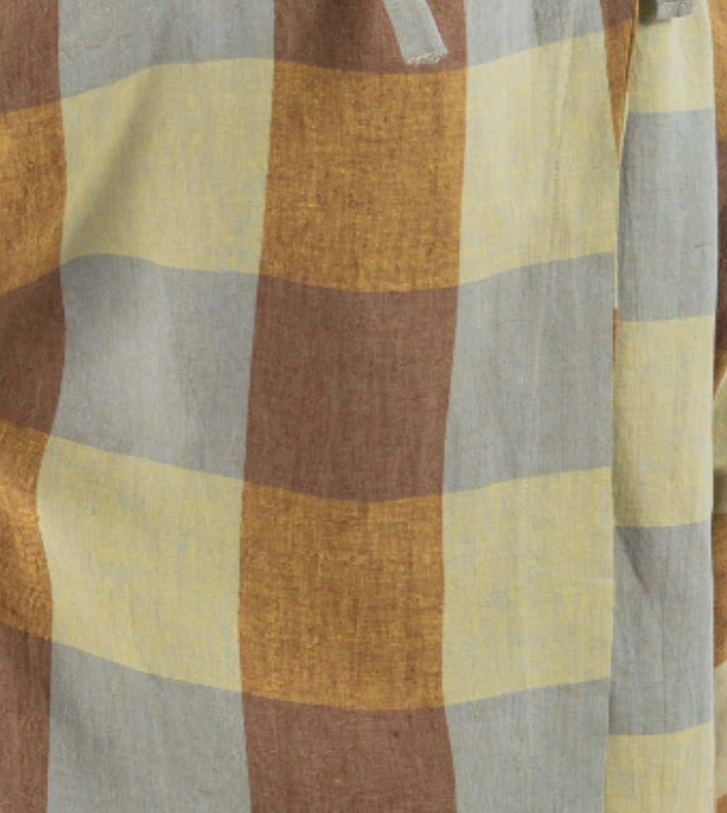 Ni Tunic in Olive Grey Check Linen - Ready to Ship