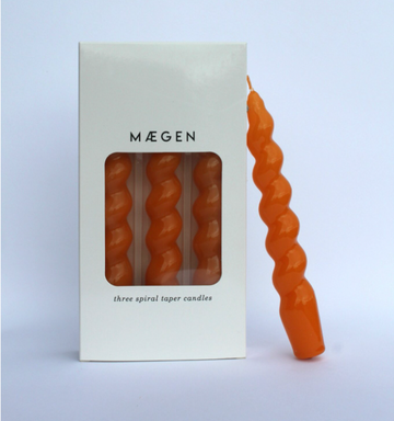 Maegan Twist Pillar Candles, 3 Pack - Orange