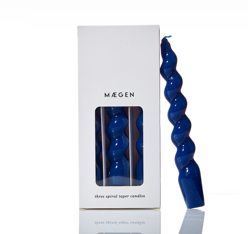 Maegan Twist Pillar Candles, 3 Pack - Blue