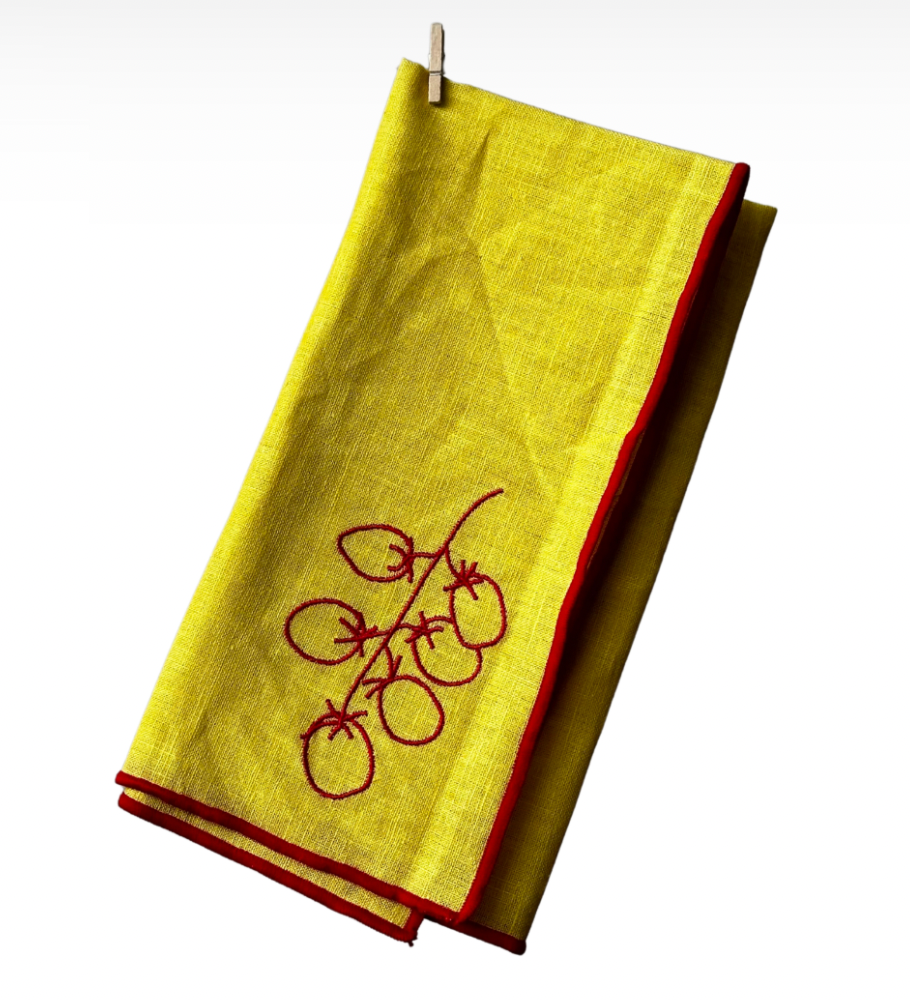 Maegan Embroidered Napkin Pair - Yellow Tomatoes