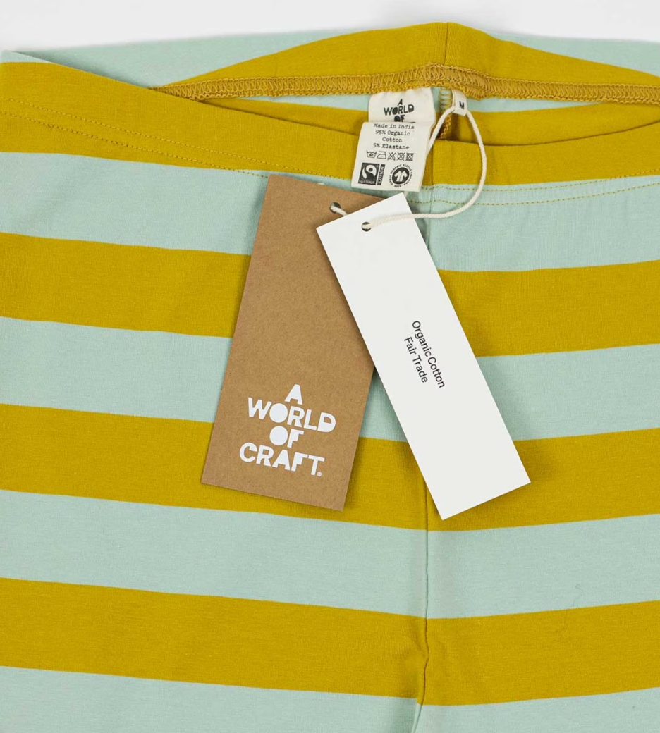 AWOC Striped Leggings Mustard/Turquoise