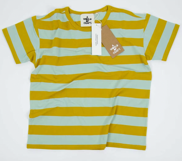 AWOC Striped Short-Sleeve T-Shirt Mustard/Turquoise