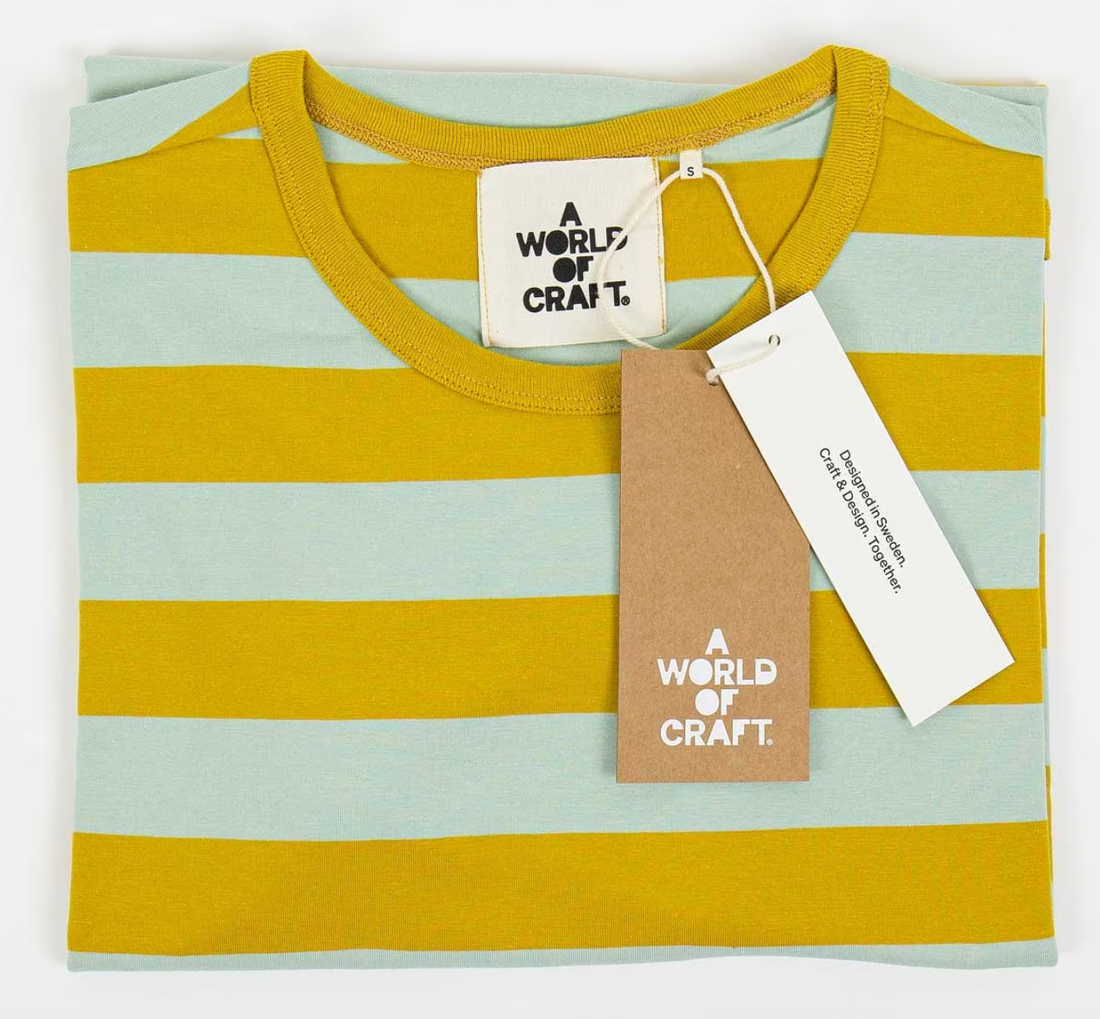 AWOC Striped Short-Sleeve T-Shirt Mustard/Turquoise