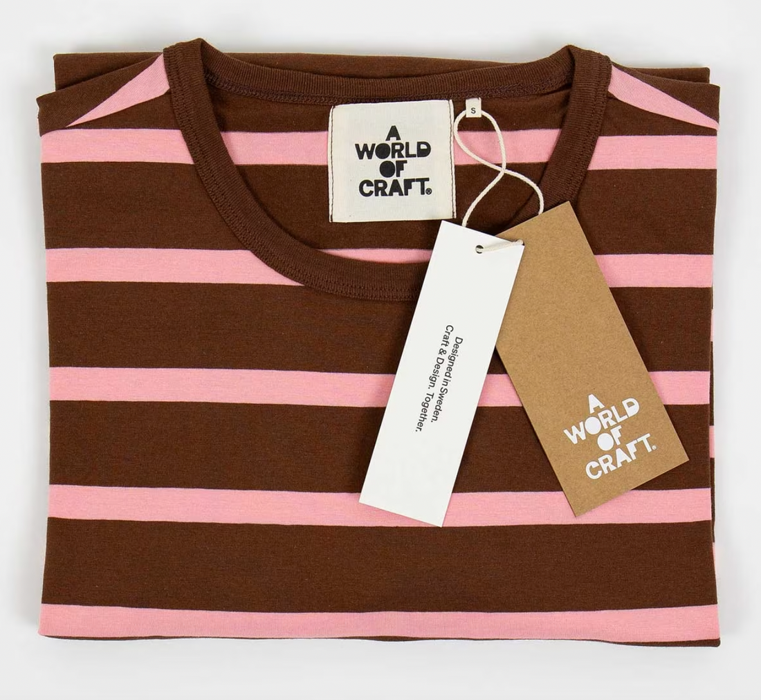 AWOC Striped Long-Sleeve T-Shirt Pink/Brown