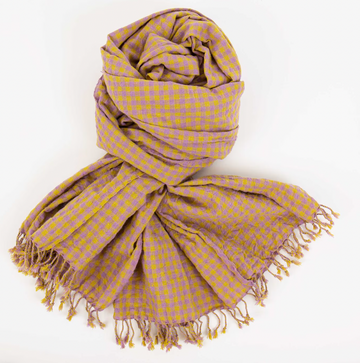 AWOC Buffalo Scarf Mustard/Lilac