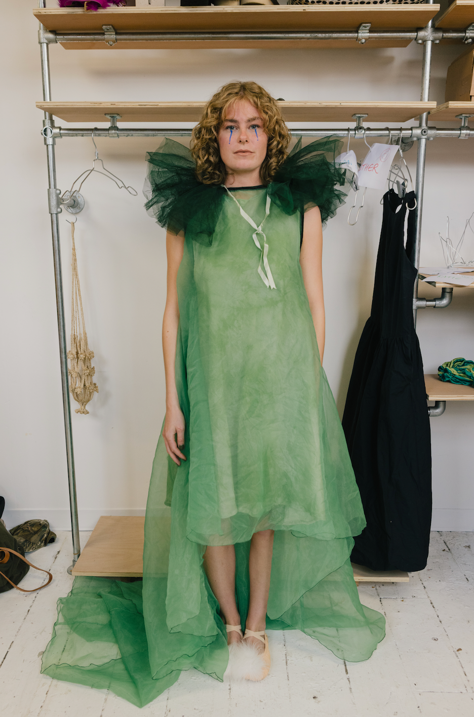 Green Sheer Sleeveless Dress With Slip