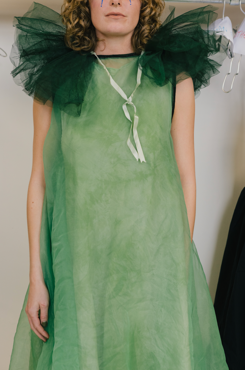 Green Sheer Sleeveless Dress With Slip