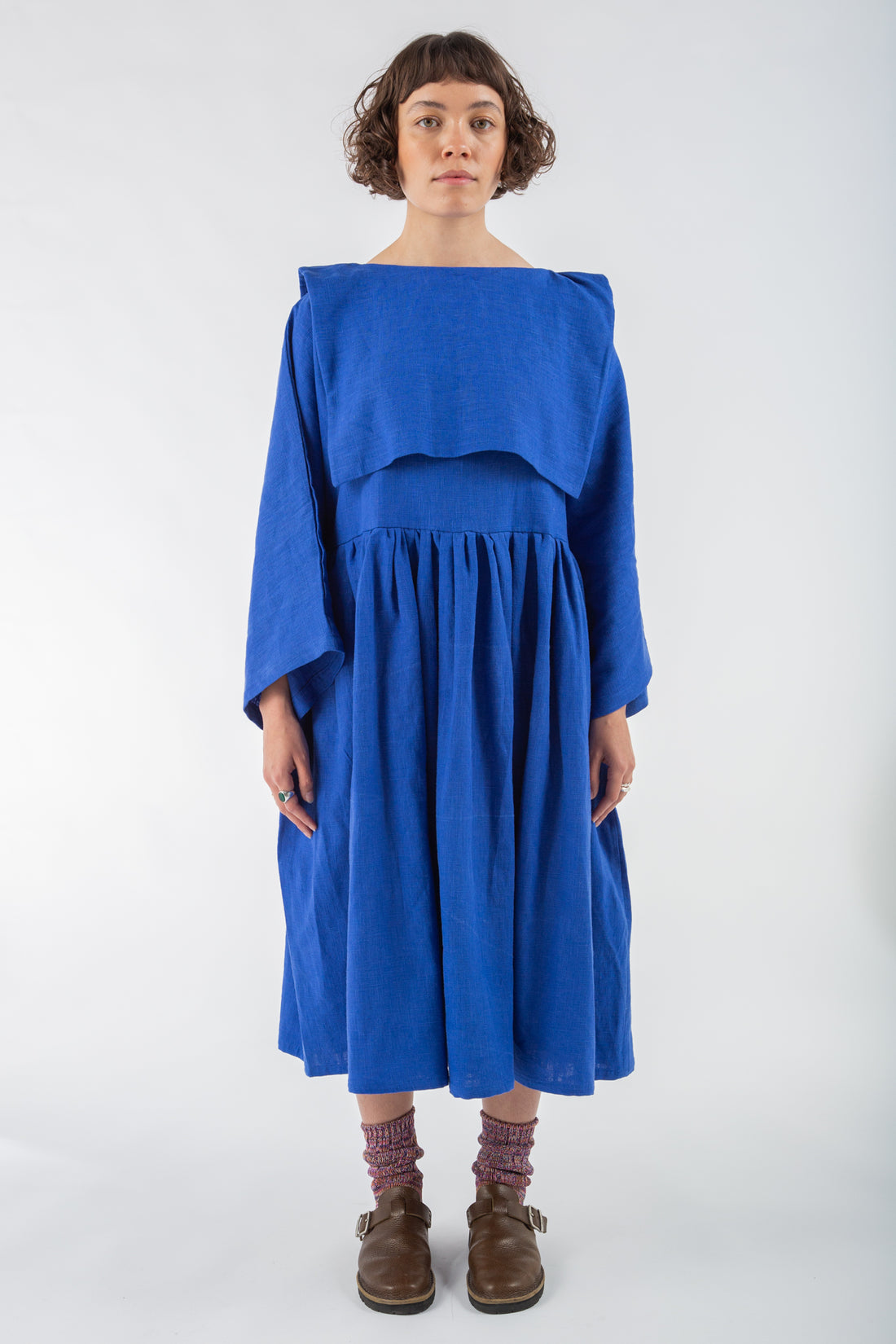 Sēra Kozo Dress in Blue linen