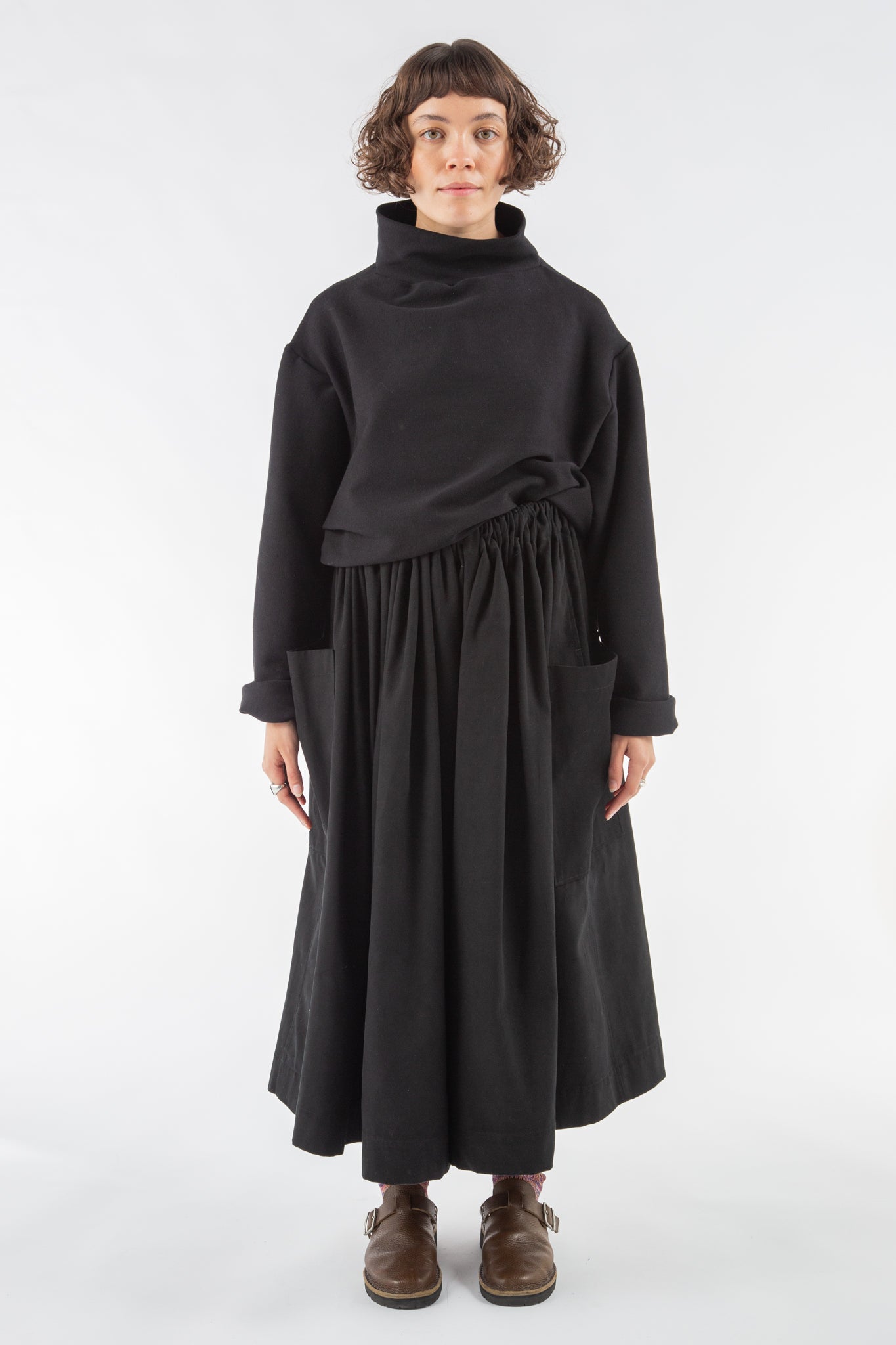 Yūtiriti Skirt in Black Cotton Canvas