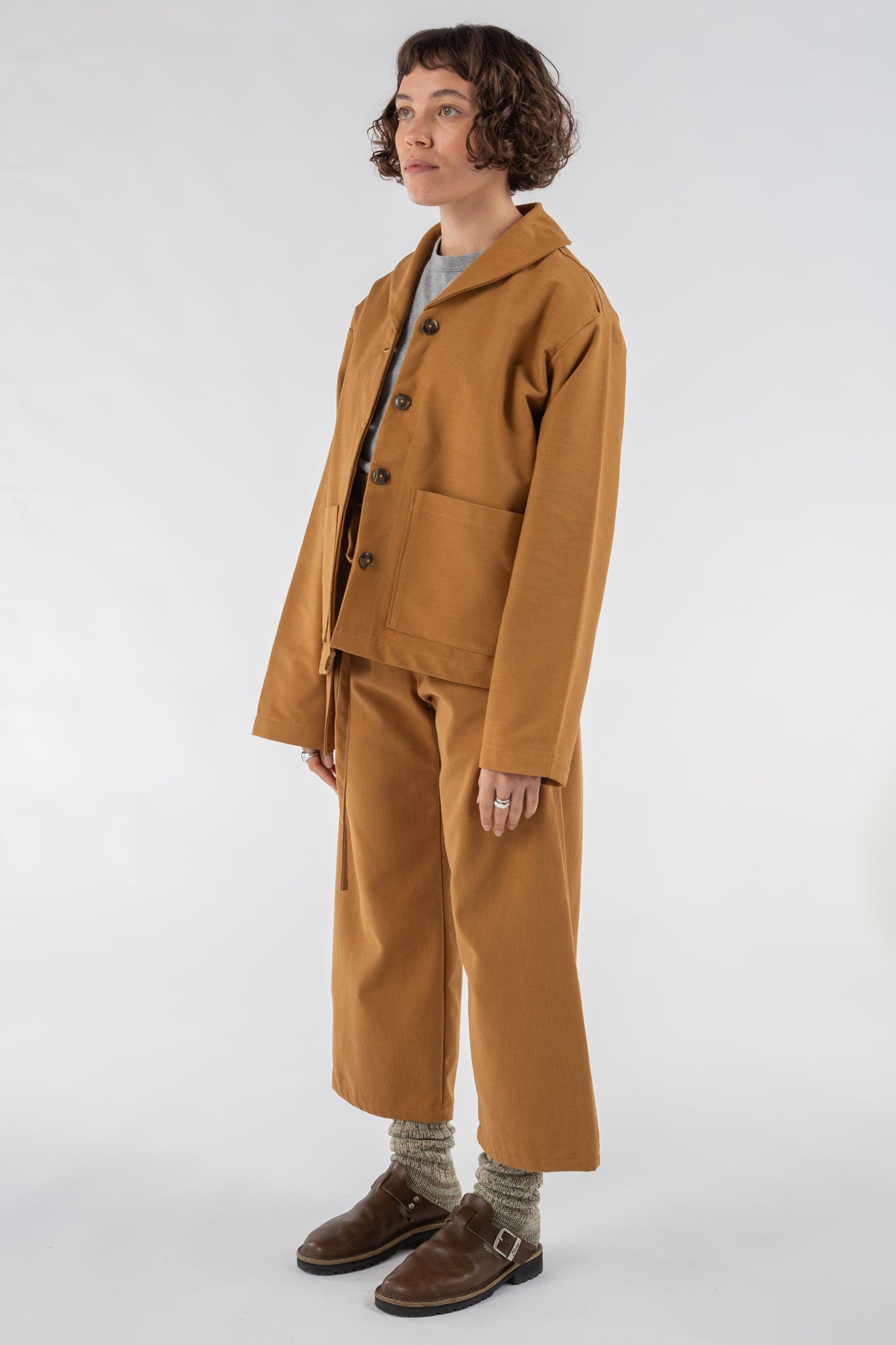 Yūtiriti Tie Pants in Tan Twill