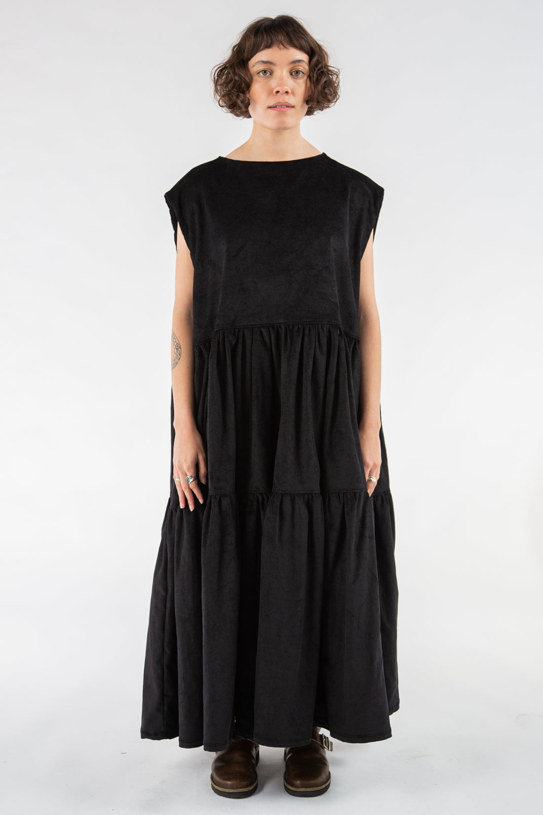 Kaiso Dress in Black Corduroy